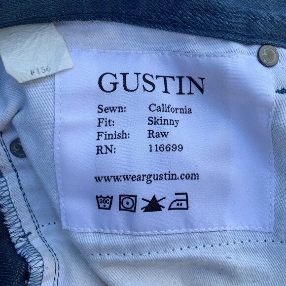 Gustin Raw Denim Skinny Jeans, Italy Sea Blue - Picture 6 of 7
